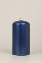 Grace Alouette Navy Blue Lacquered Pillar and Ball Candles — close-up view, G Decor