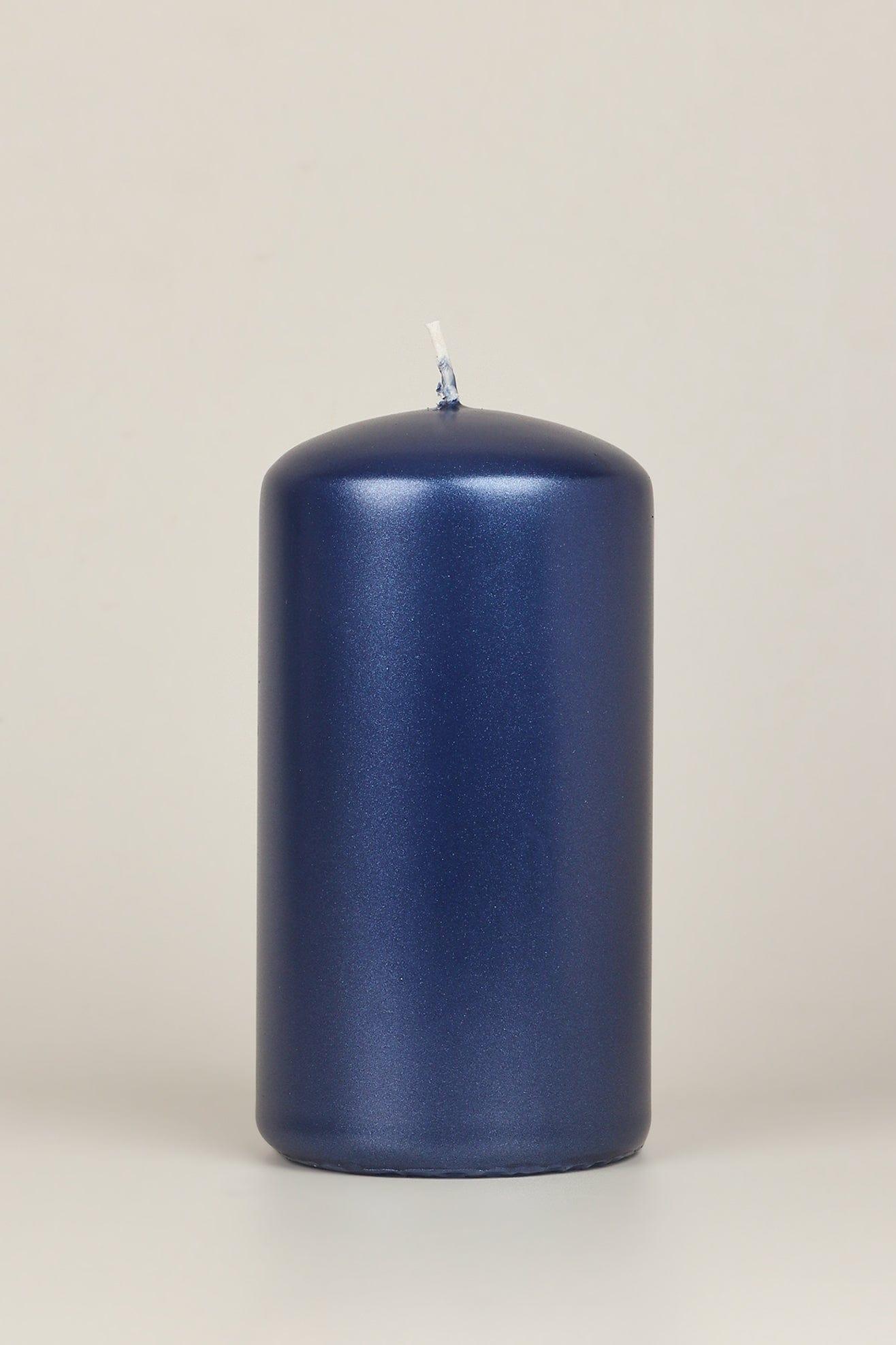 Grace Alouette Navy Blue Lacquered Pillar and Ball Candles - G Decor