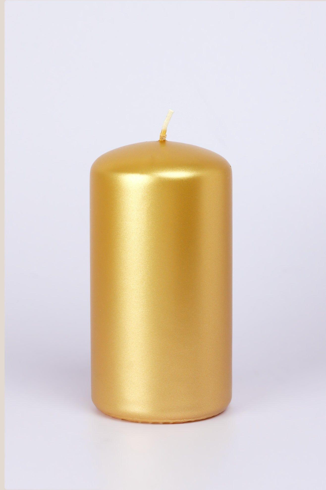 G Decor Candles & Candle Holders Gold / Small Pillar Grace Gold Varnished Shimmer Metallic Shine Pillar Candle