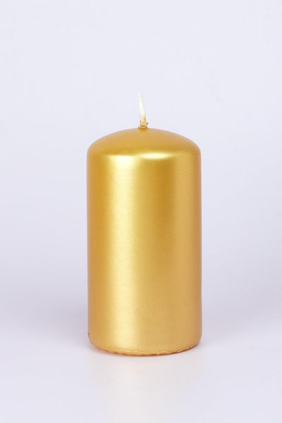 G Decor Candles & Candle Holders Gold / Large Pillar Grace Gold Varnished Shimmer Metallic Shine Pillar Candle