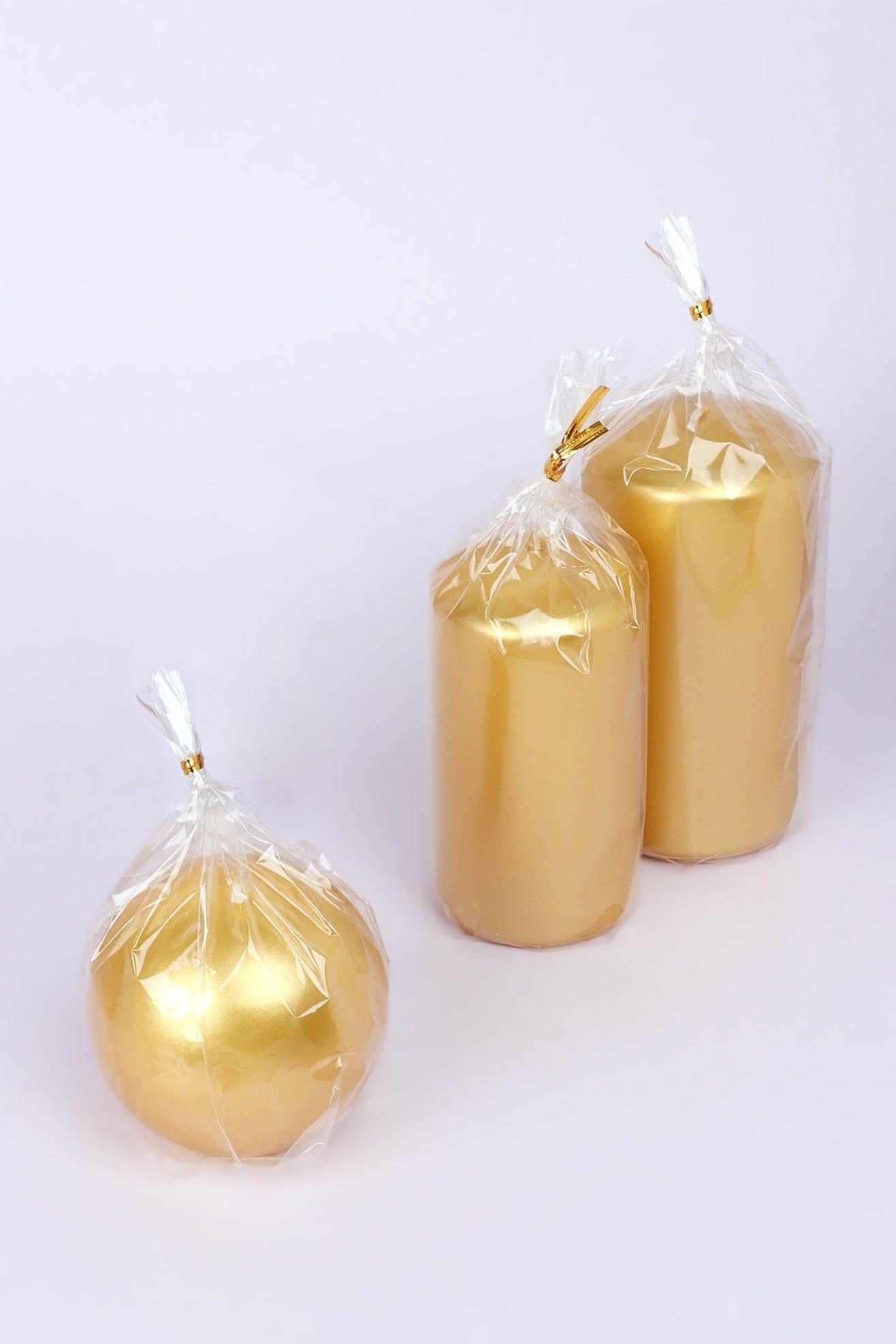 G Decor Candles & Candle Holders Grace Gold Varnished Shimmer Metallic Shine Pillar Candle