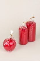 G Decor Candles & Candle Holders Grace Scarlet Red Varnished Shimmer Metallic Shine Pillar Candle