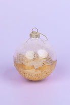 Grand Royale Hand-Painted Glass Baubles Half Sequin & Frosted Crackle Gold Statement Christmas Tree Decorations - G Decor