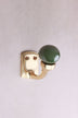 Green ceramic ball hook: a deep green ceramic ball on a curved brass-finish hook with a small back plate and two screws