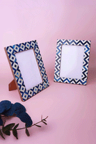 Handcrafted Andalusian Mother of Pearl Photo Frame Blue Picture Display - G Decor