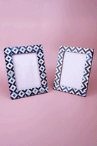Handcrafted Andalusian Mother of Pearl Photo Frame Blue Picture Display - G Decor