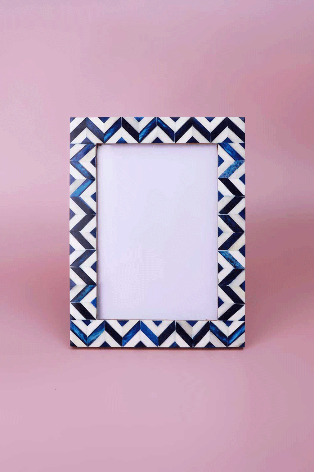 Andalusian Mother of Pearl Photo Frame in Blue — close-up view, G Decor