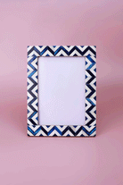Andalusian Mother of Pearl Photo Frame in Blue — close-up view, G Decor