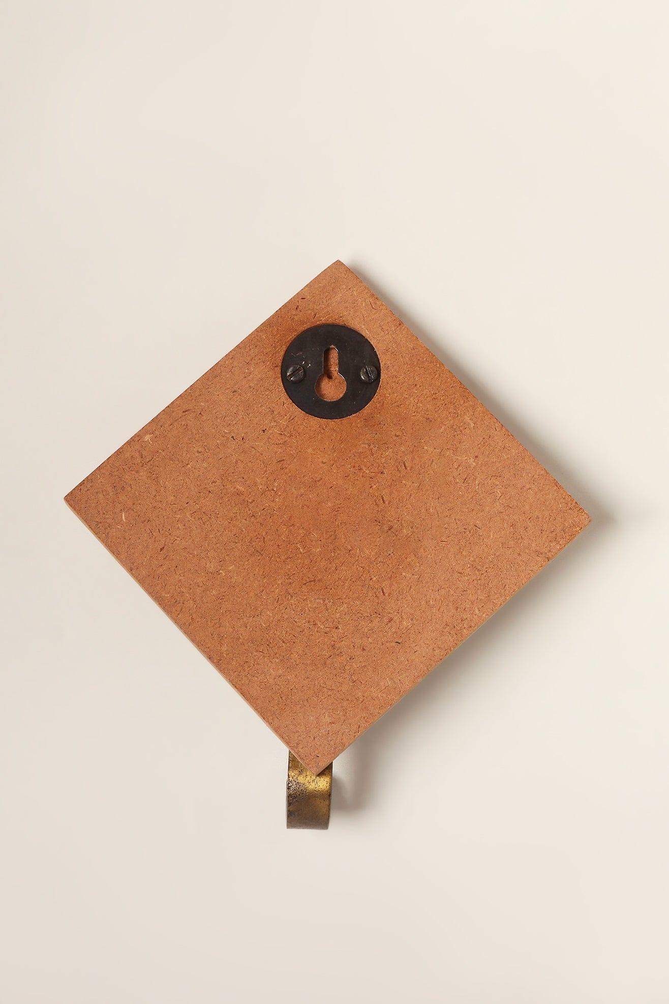 Handcrafted Antique Brass Wall Hook on Cubic Wooden Base - G Decor