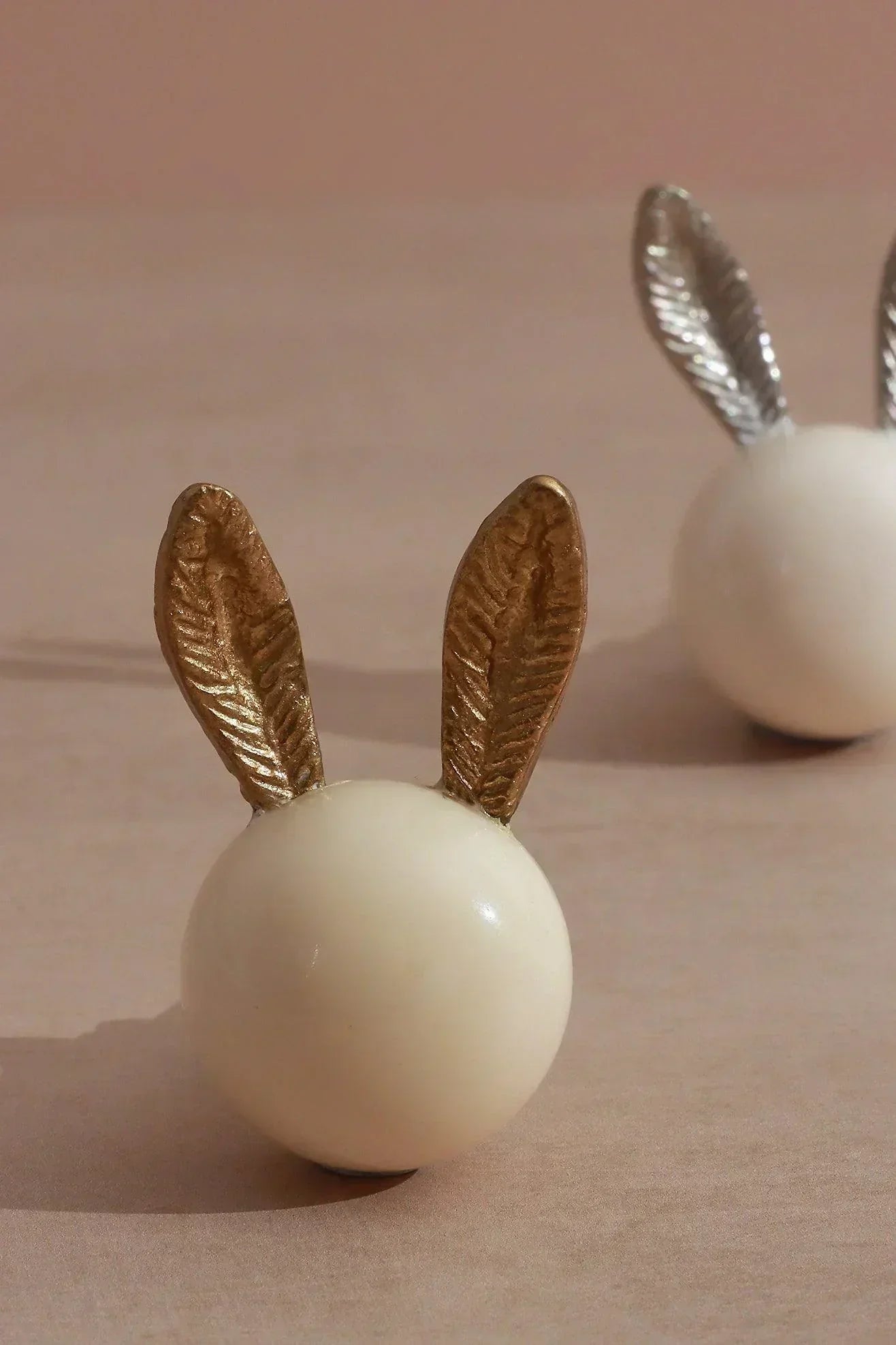 Handcrafted Brass & Porcelain Bunny Ear Door Knob - G Decor