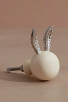 Brass and Porcelain Bunny Ear Cabinet Knob — view 6, G Decor