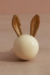 Brass and Porcelain Bunny Ear Cabinet Knob — close-up view, G Decor