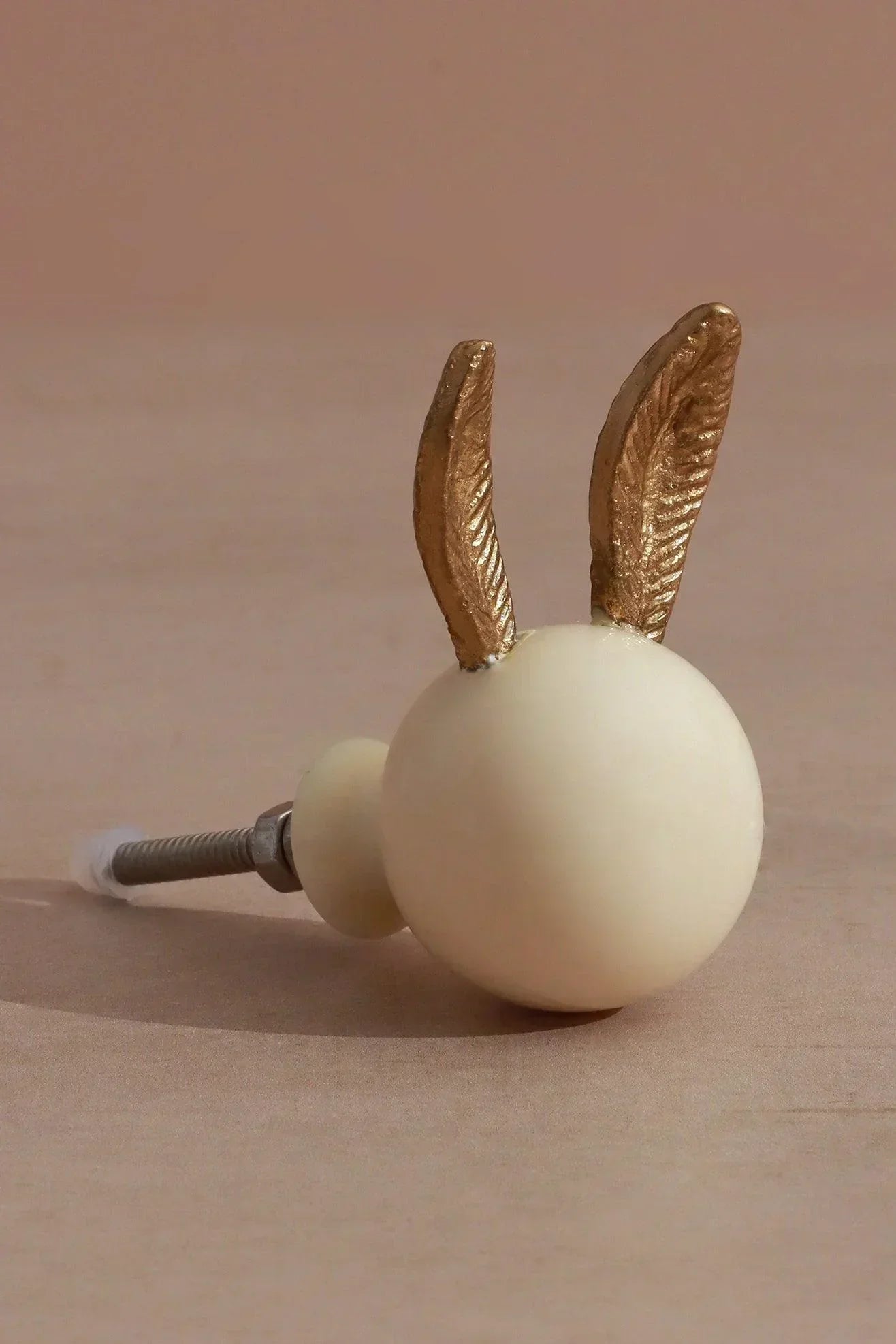 Handcrafted Brass & Porcelain Bunny Ear Door Knob - G Decor