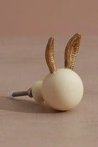 Handcrafted Brass & Porcelain Bunny Ear Door Knob - G Decor