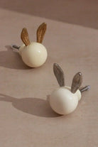 Brass and Porcelain Bunny Ear Cabinet Knob — G Decor