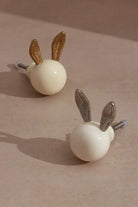 Handcrafted Brass & Porcelain Bunny Ear Door Knob - G Decor