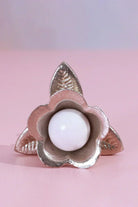Lily Pearl Floral Ceramic and Brass Cabinet Knob — lifestyle view, G Decor