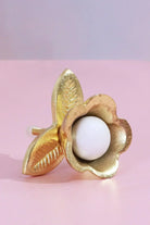 Lily Pearl Floral Ceramic and Brass Cabinet Knob — view 5, G Decor