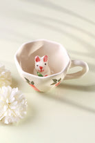Handmade & Hand-Painted Bunny Garden Mug Ceramic Tea & Coffee Cup with 3D Rabbit Inside - G Decor