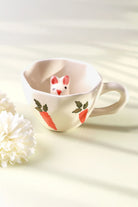 Hand-Painted Bunny Garden Ceramic Mug with 3D Rabbit — G Decor