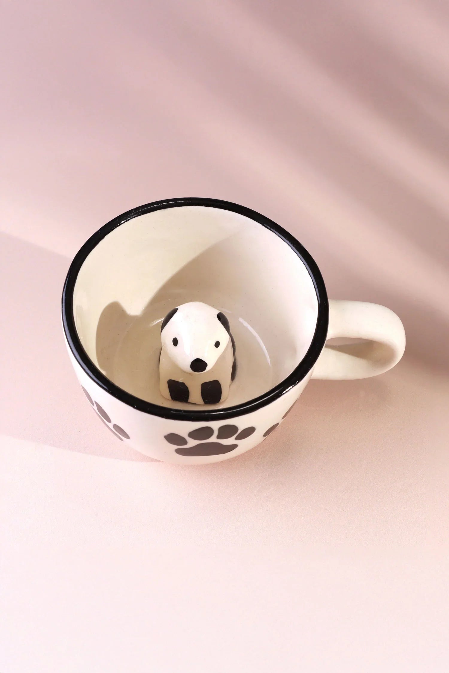Handmade &amp; Hand-Painted Paw Print Doggy Mug Collection Ceramic Tea &amp; Coffee Cups with 3D Puppy Inside - G Decor