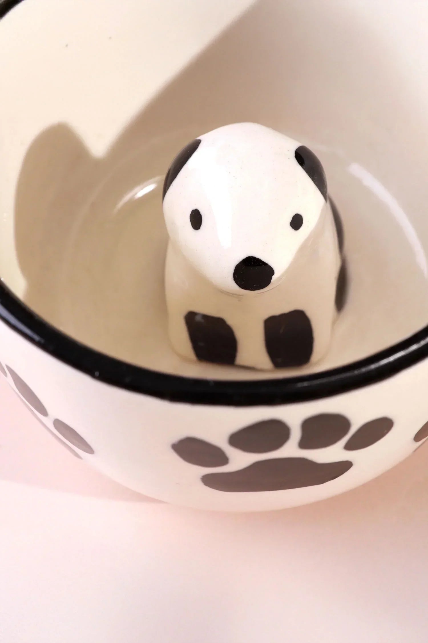 Hand-Painted Paw Print Doggy Ceramic Mug with 3D Puppy — lifestyle view, G Decor