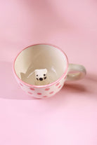 Handmade & Hand-Painted Peekaboo Cats Polka Dot Mug Collection Ceramic Tea & Coffee Cups with 3D Kitty Inside - G Decor