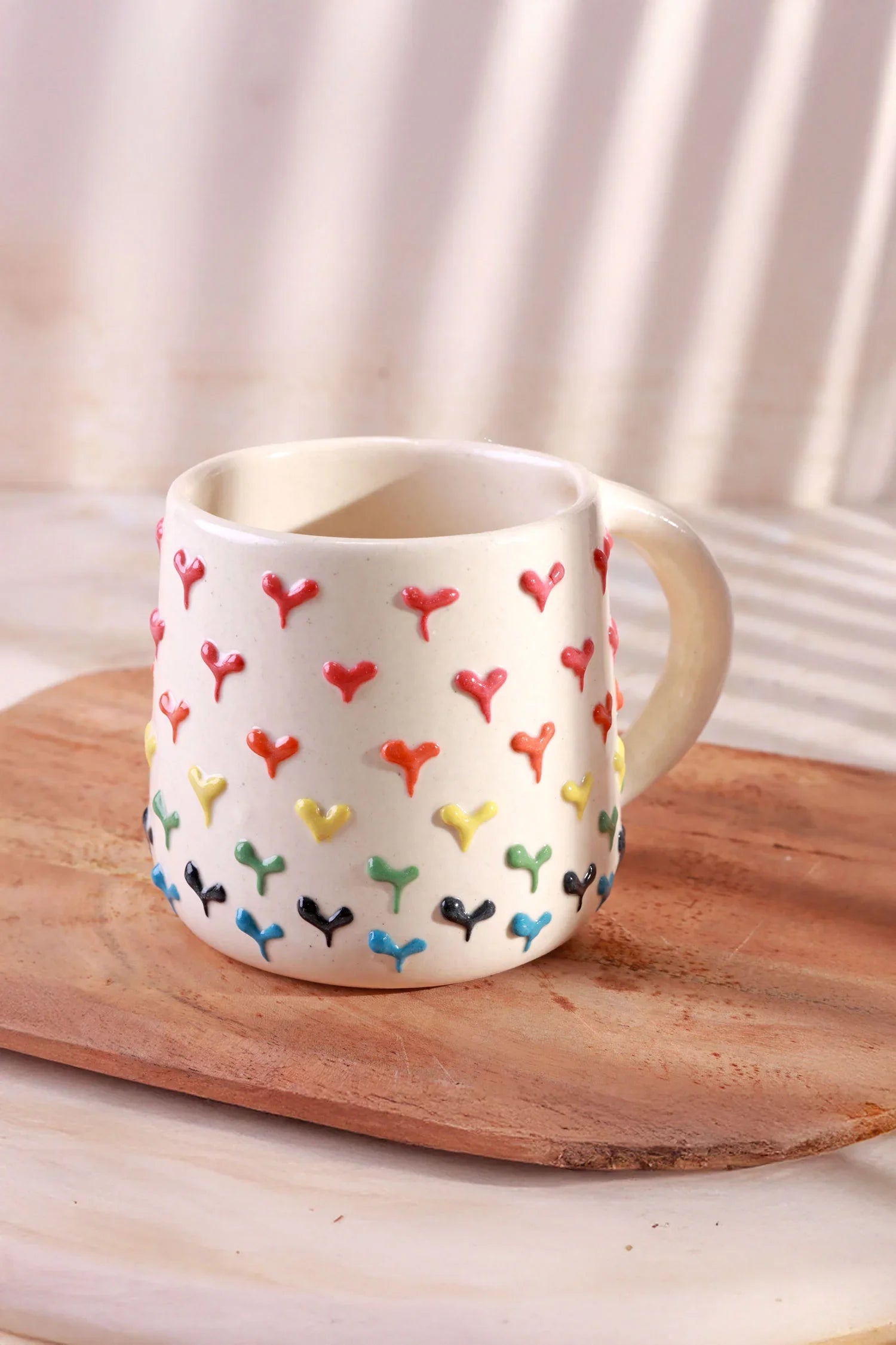 Handmade &amp; Hand-Painted Tulip &amp; Hearts Mug Collection Ceramic Tea &amp; Coffee Cups - G Decor