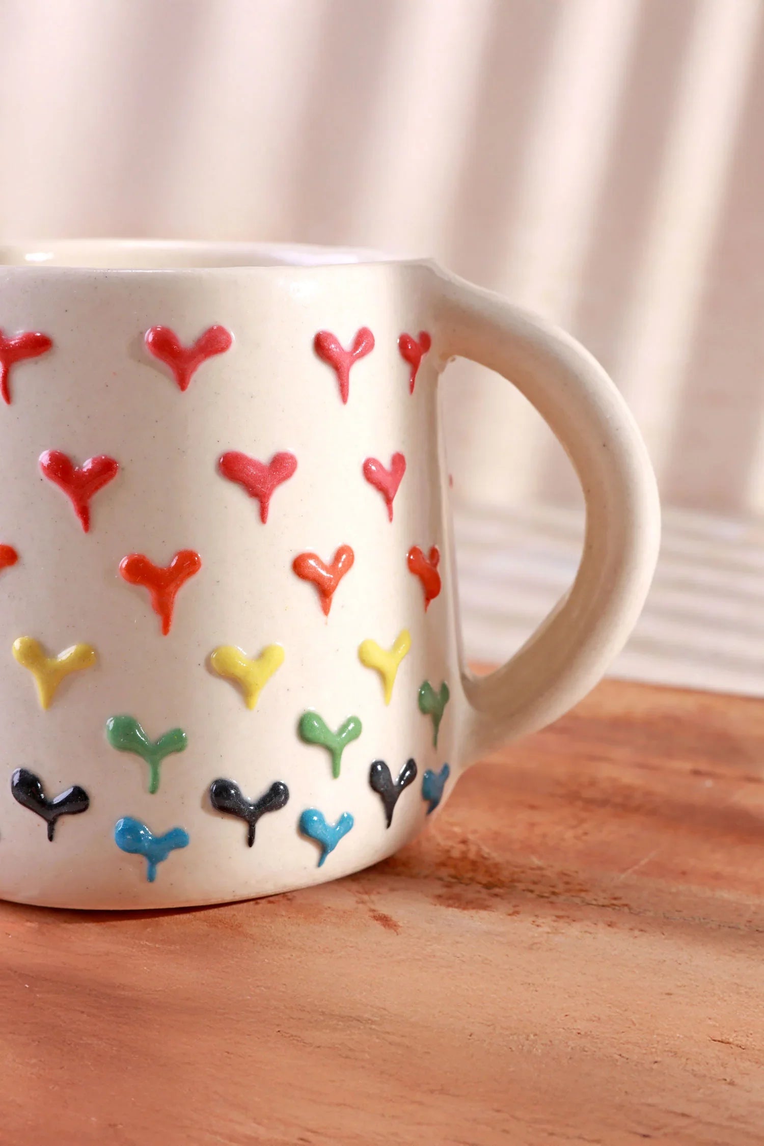 Handmade &amp; Hand-Painted Tulip &amp; Hearts Mug Collection Ceramic Tea &amp; Coffee Cups - G Decor