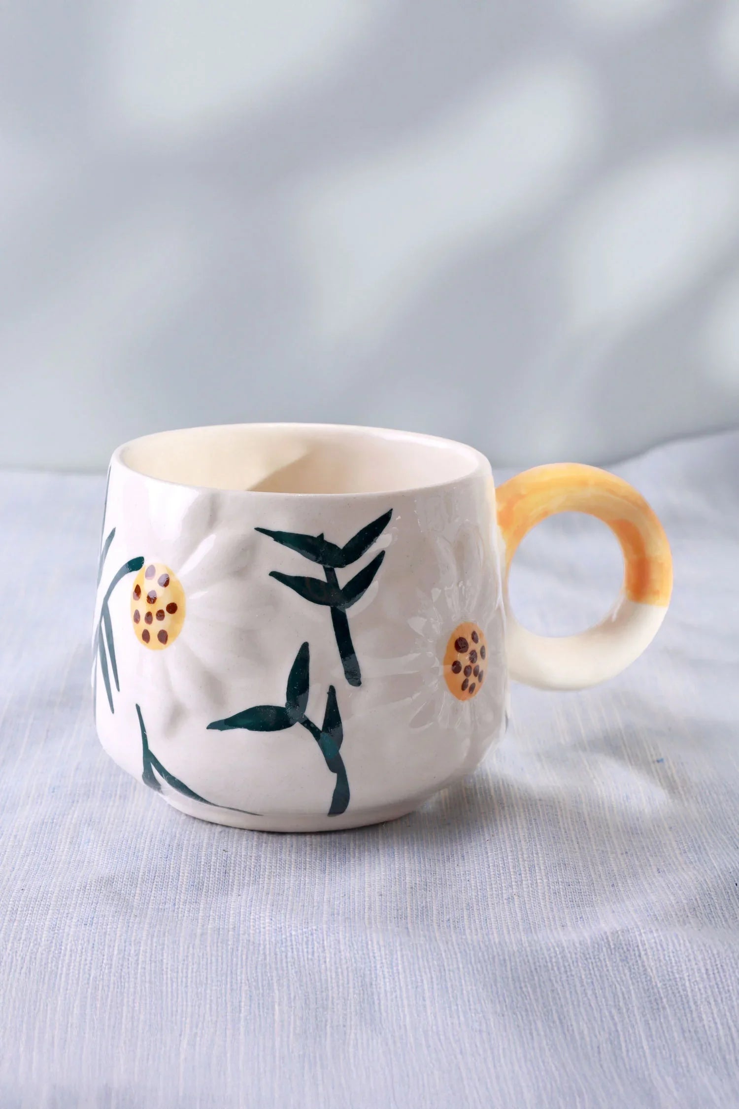 Handmade & Hand-Painted Wildflower Meadow Mug Ceramic Tea & Coffee Cup - G Decor