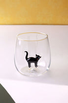 Handmade Curious & Playful Cats Glass Tumbler & Cup Collection Clear Cat Figurine Drinkware - G Decor