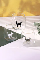 Handmade Curious & Playful Cats Glass Tumbler & Cup Collection Clear Cat Figurine Drinkware - G Decor