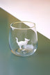 Curious Cats Glass Tumbler with Cat Figurine — close-up view, G Decor