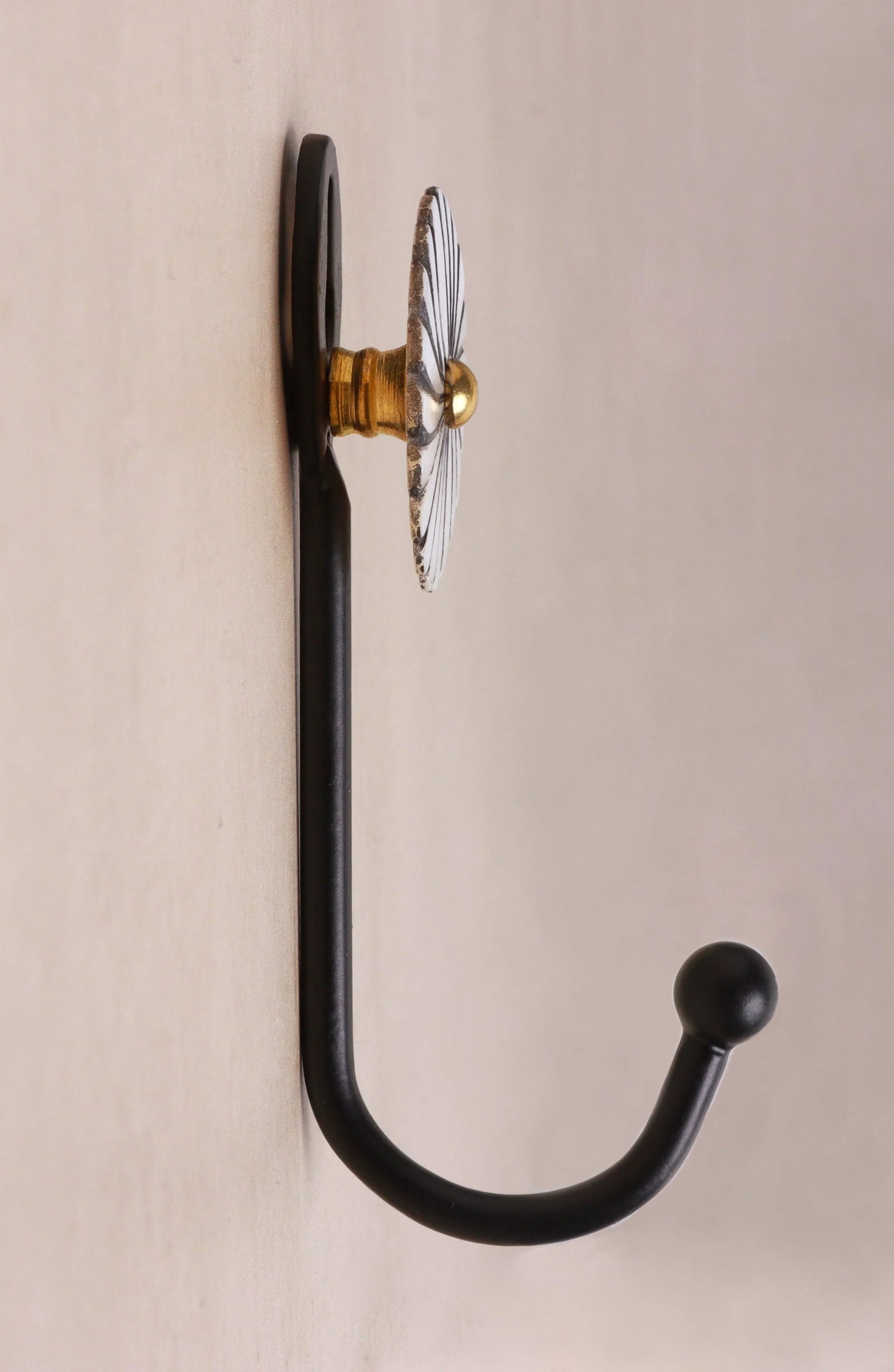 Hand-Painted Mother of Pearl Charm Wall Coat Hook — lifestyle view, G Decor