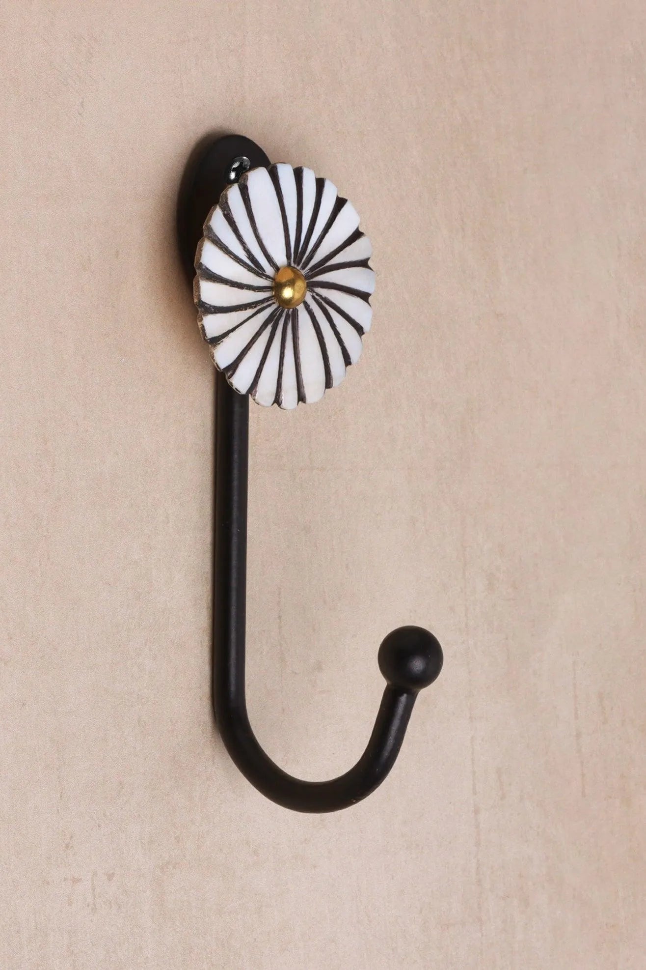Hand-Painted Mother of Pearl Charm Wall Coat Hook — close-up view, G Decor