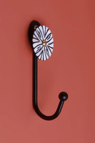 Hand-Painted White Mother of Pearl Bloom Wall Coat Hook — close-up view, G Decor