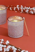 Mira Candle Co. Fresh Moso Bamboo Soy Wax Pair in White Glass — lifestyle view, G Decor