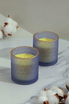 Mira Candle Co. Sandalwood Soy Wax Pair in Purple Glass — G Decor
