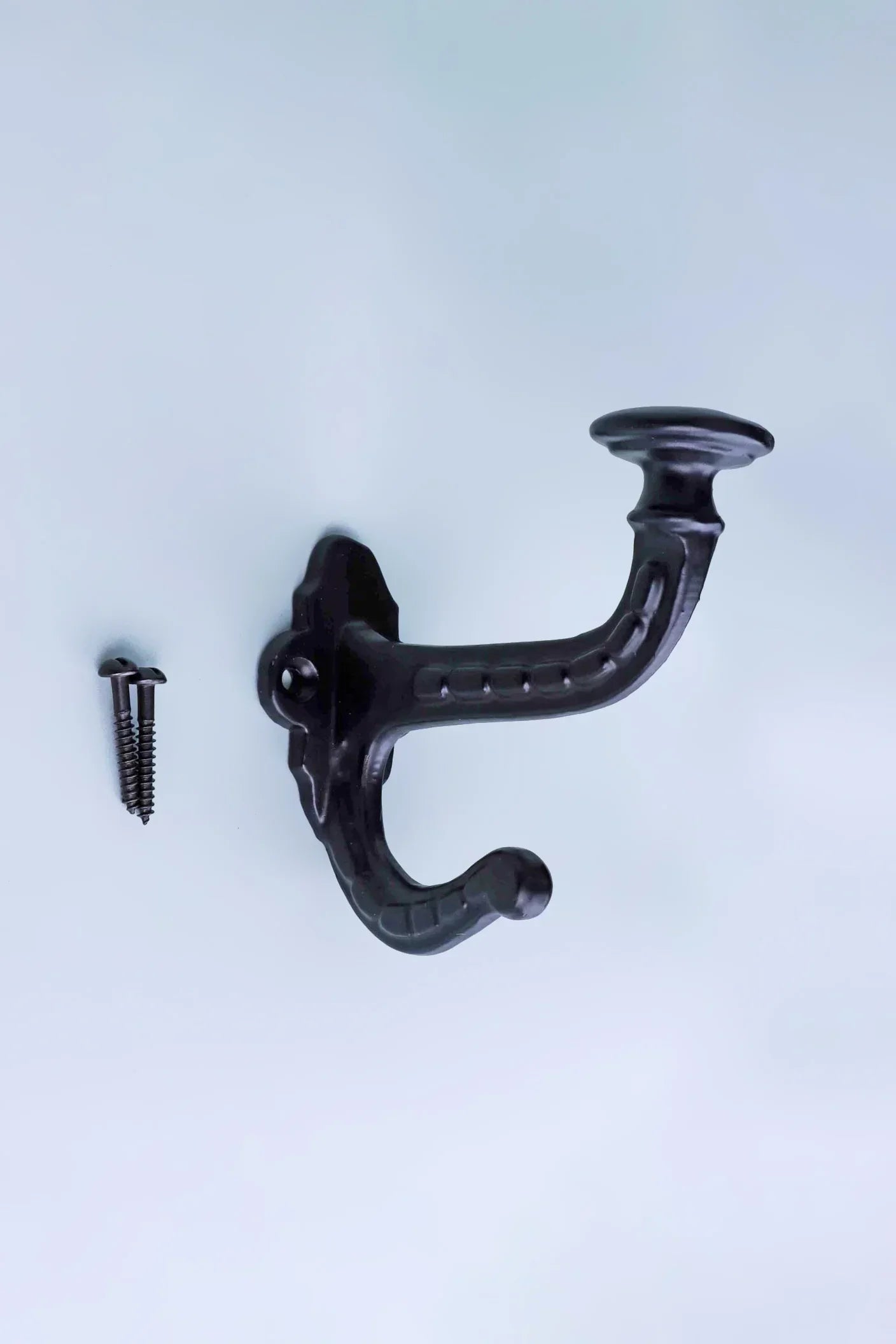 Heavy-Duty Traditional Black Cast Iron Coat Hooks — lifestyle view, G Decor