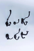 Heavy-duty black cast iron coat hooks multipack