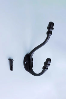 Heavy-Duty Traditional Black Cast Iron Coat Hooks
