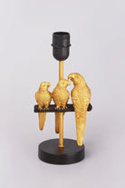 Aviary Doré Gold Parrot Bedside and Table Lamp with Black Shade — lifestyle view, G Decor