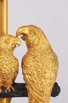 Aviary Doré Gold Parrot Bedside and Table Lamp with Black Shade — close-up view, G Decor