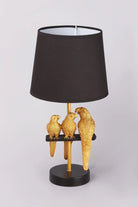 Aviary Doré Gold Parrot Bedside and Table Lamp with Black Shade — G Decor