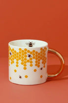 Honeycomb Buzz Gold Handle Ceramic Mug — alternate view, G Decor