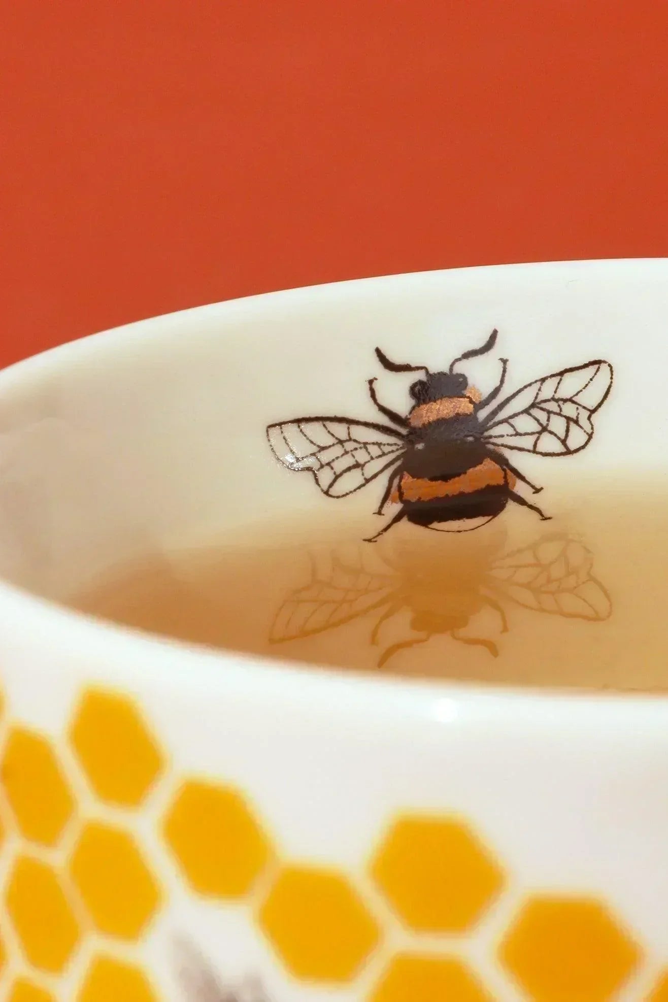 Honeycomb Buzz Gold Handle Ceramic Mug — view 5, G Decor