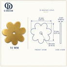 Dimension drawing, flower satin brass backplate, 51 x 51mm