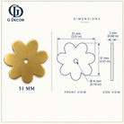 Dimension drawing, flower satin brass backplate, 51 x 51mm