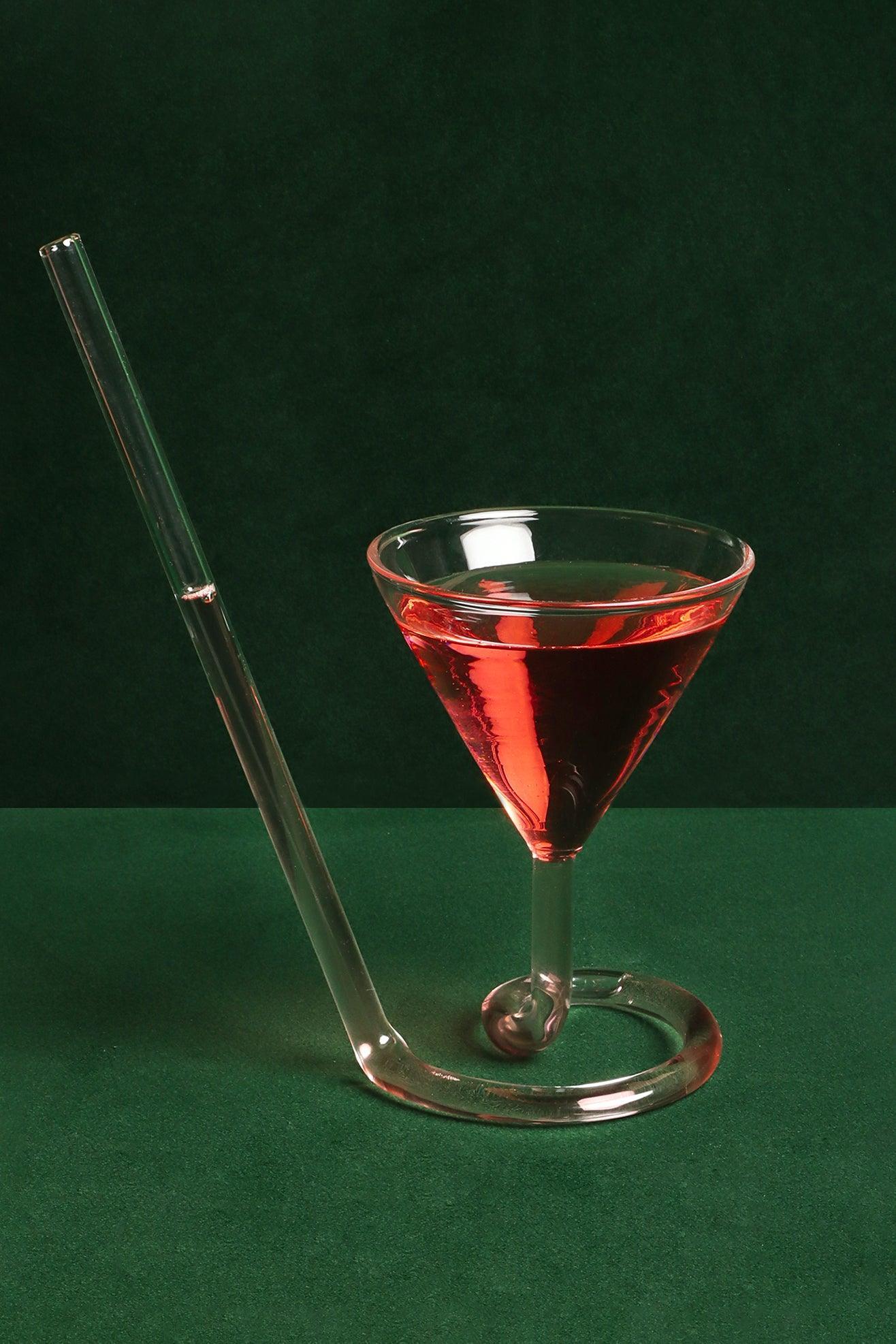 Innovative Cocktail Glass with Built-In Straw Stem - G Decor