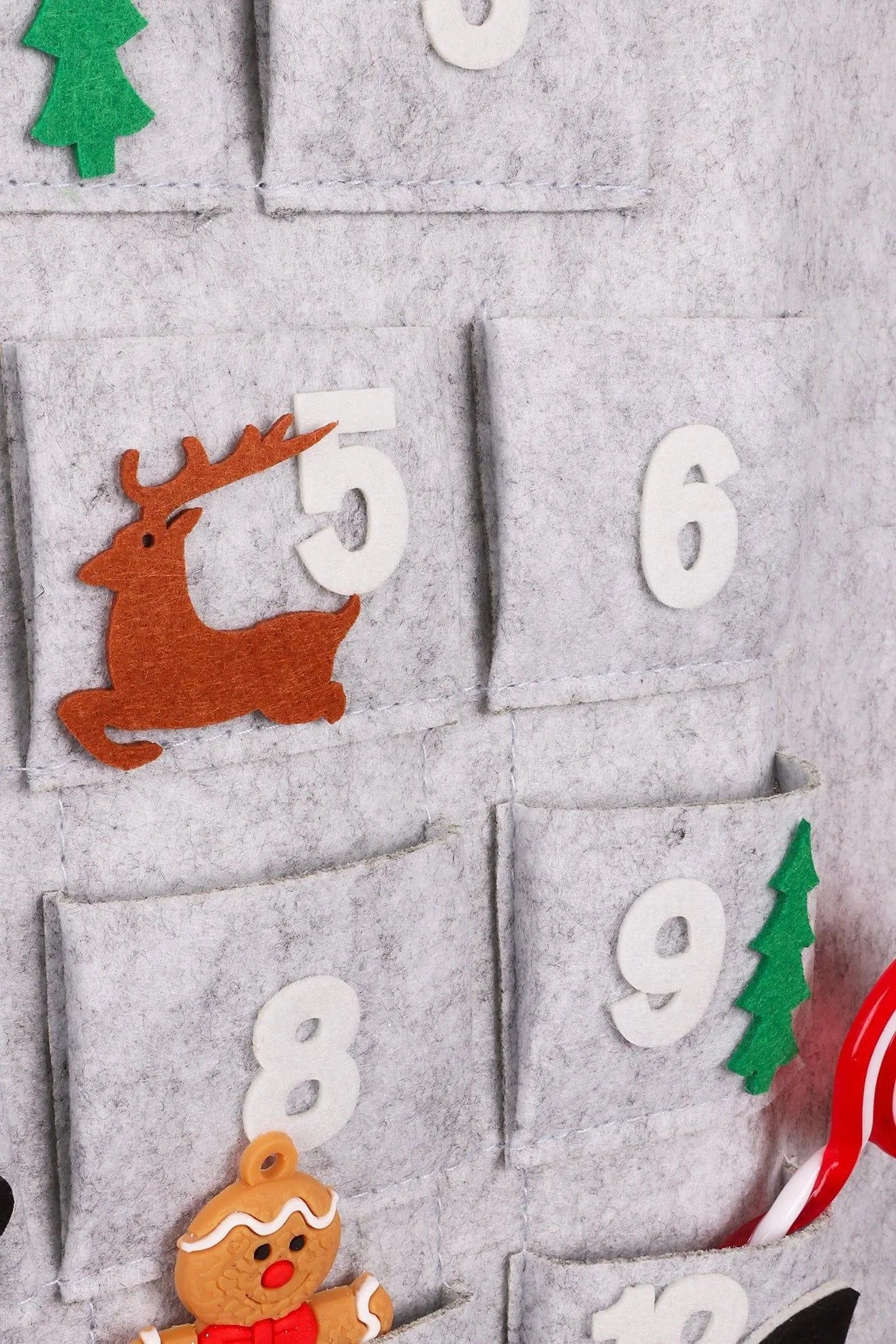 Jolly XL Wall Santa Felt Reusable Advent Calendar in Grey — lifestyle view, G Decor